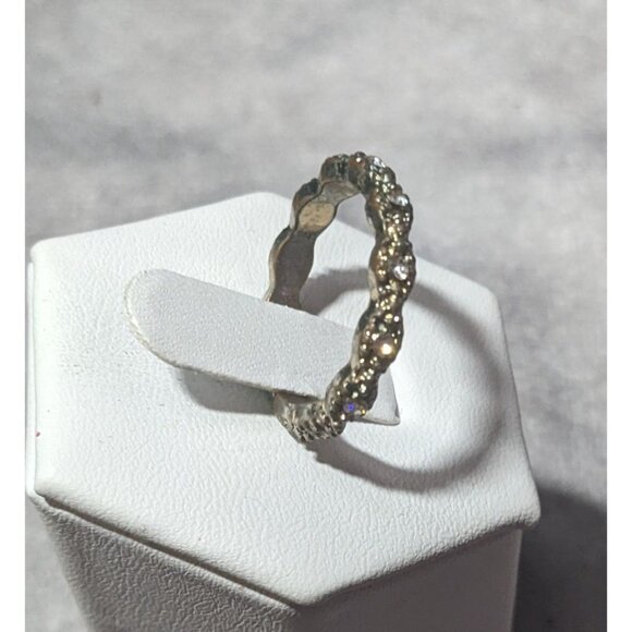 Whimsical Braided Silver Tone Rhinestone Ring Size 7 - Picture 3 of 15